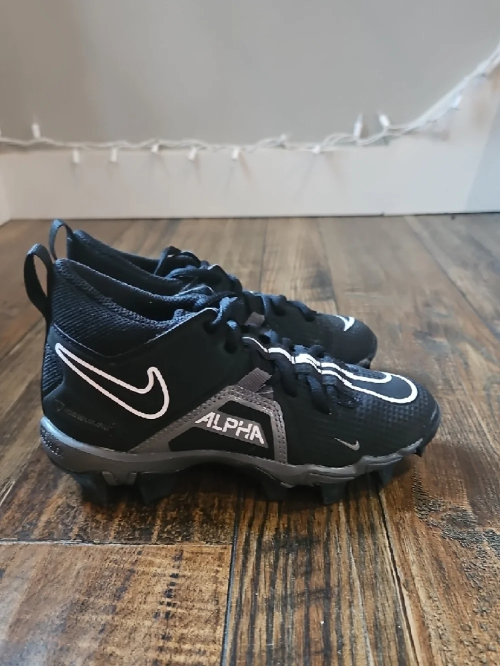 Nike Kids Black and Gray Alpha Menace 3‎ Shark Football Cleats